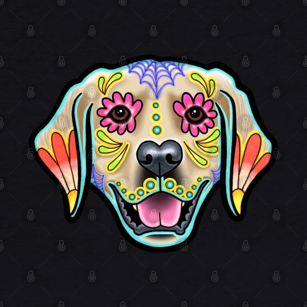 Golden Retriever - Day of the Dead Sugar Skull Dog by prettyinink